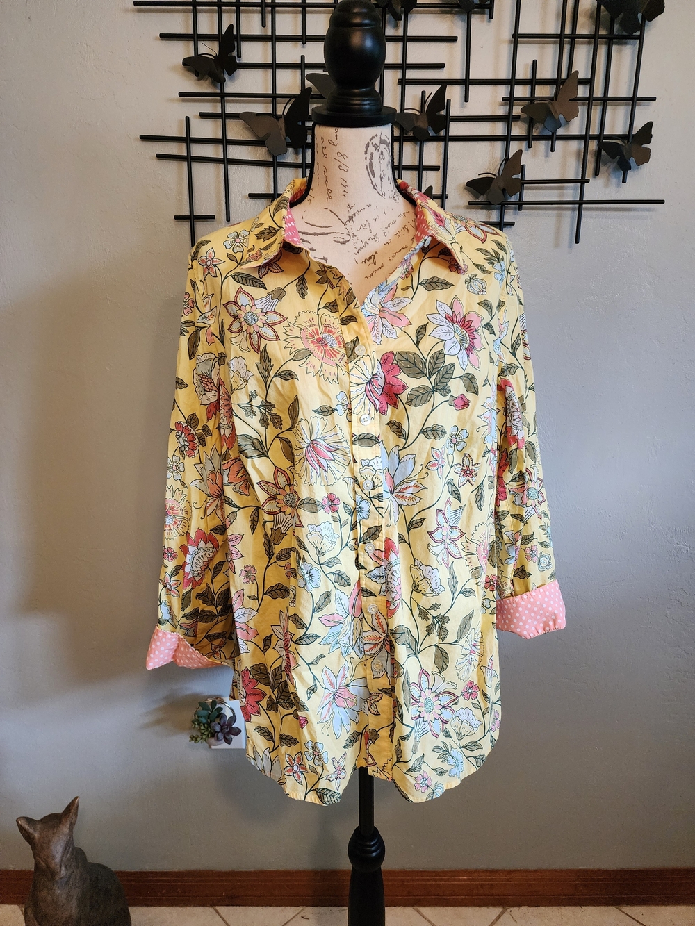Talbots Yellow Floral Button-Down Shirt